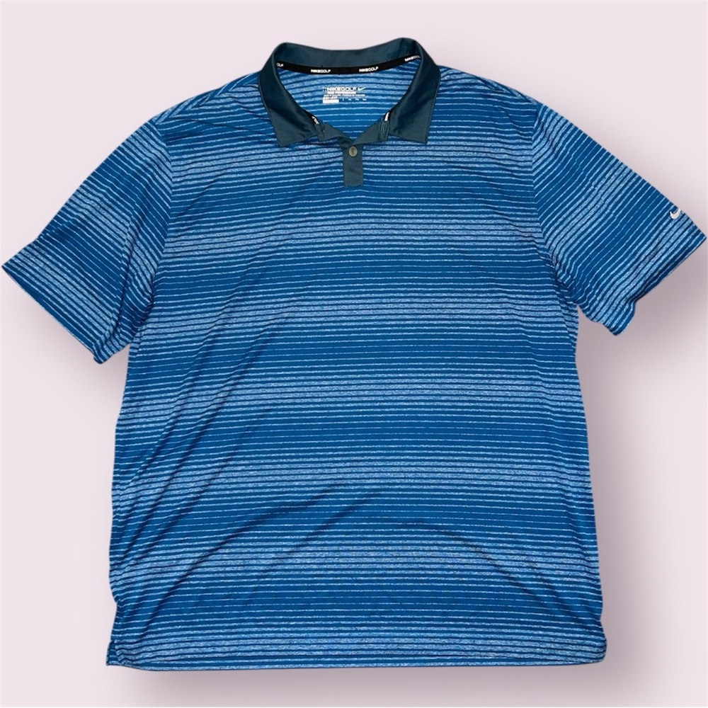 Nike Golf Tour Performance Dri-Fit Polo Shirt Men's XXL Blue Stripe Short Sleeve